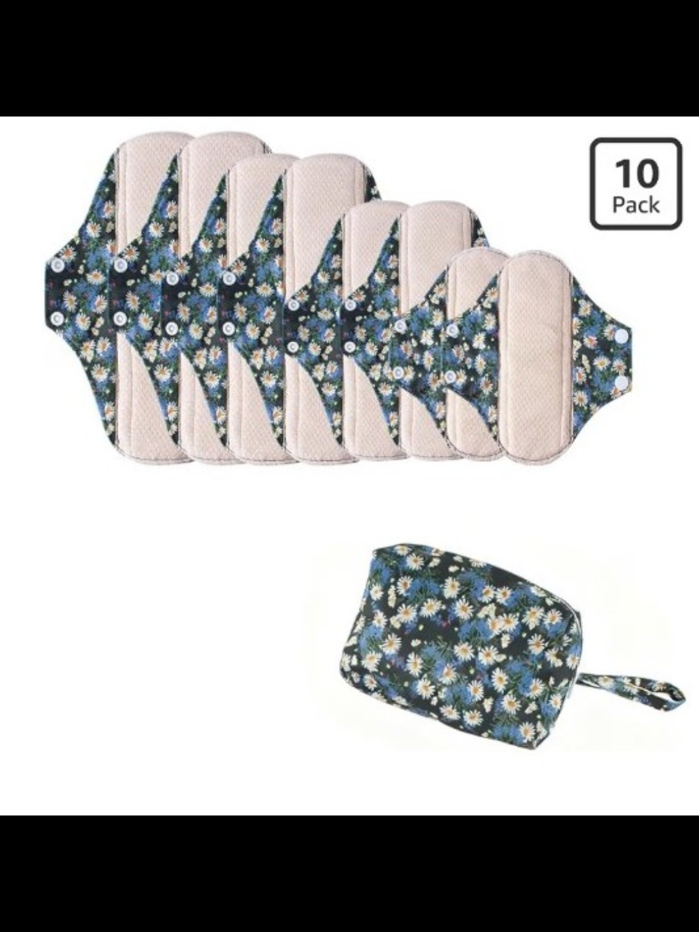 AIO Reusable Washable Cloth Menstrual Pads 8 pcs Pads and 2 Mini Wet bags. NWT